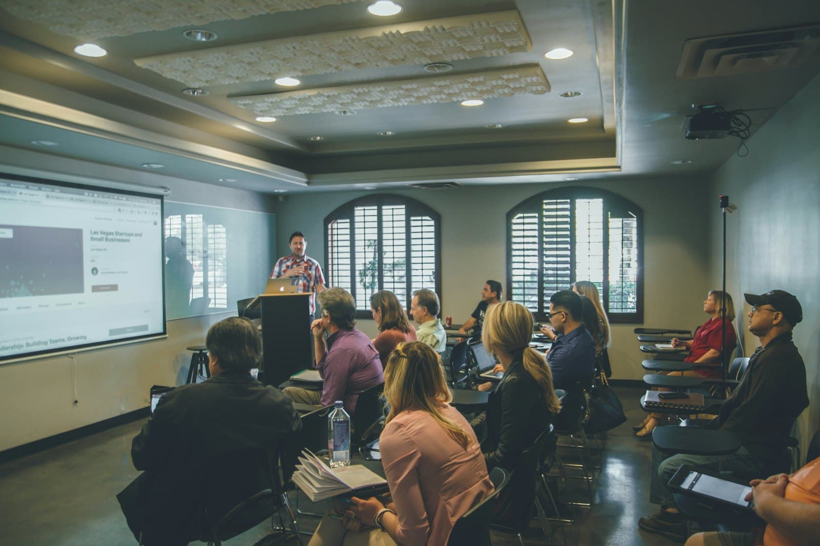 Staff attending a training session in a meeting room